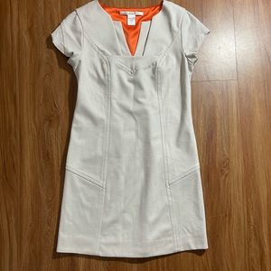 DVF Diane Von Furstenberg Womens Valda Ivory V Neck Shift Mini Dress Size 4